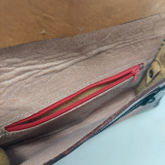 Handmade Hand Tooled Brown Leather Floral Honduras Crossbody Bag Western Boho - Picture 13 of 13